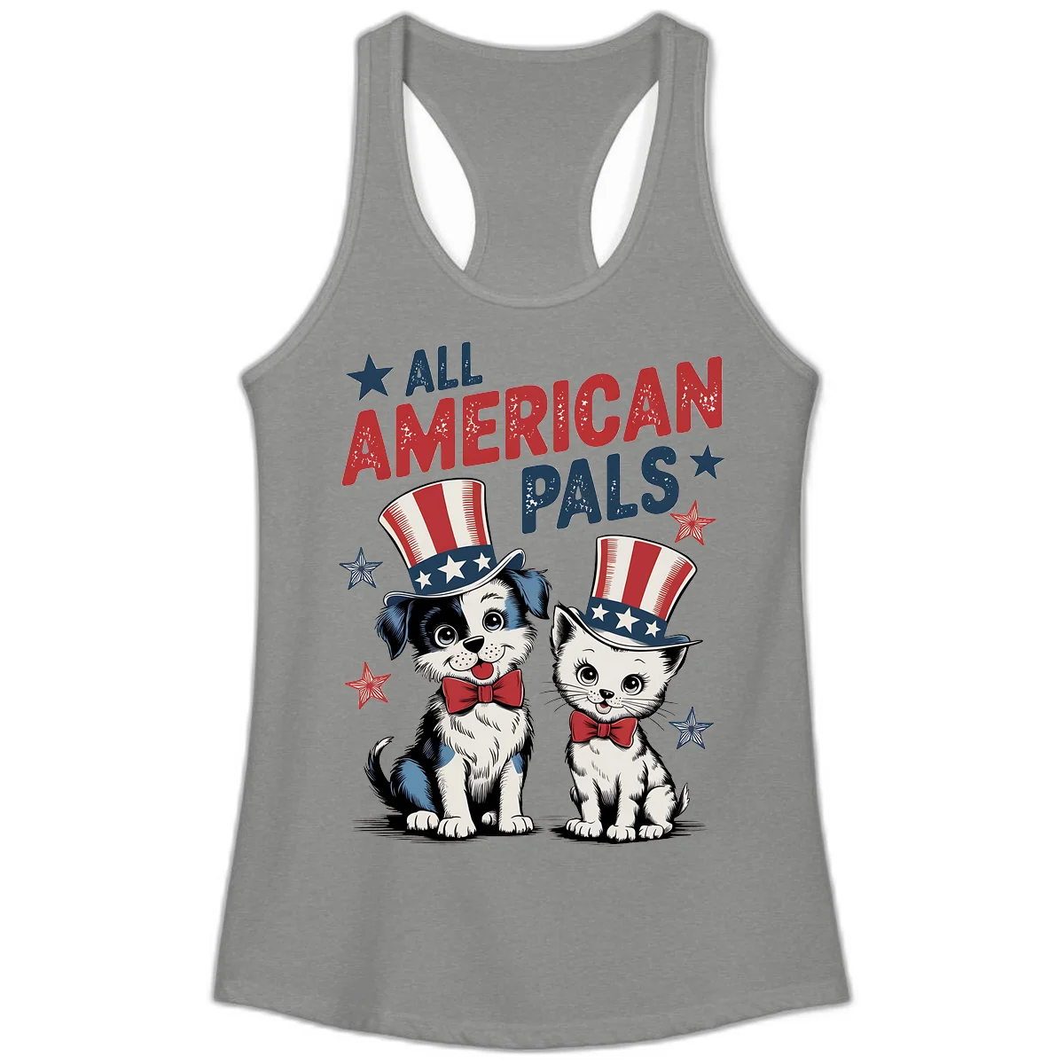 All American Pals Ladies Tank in Heather Grey