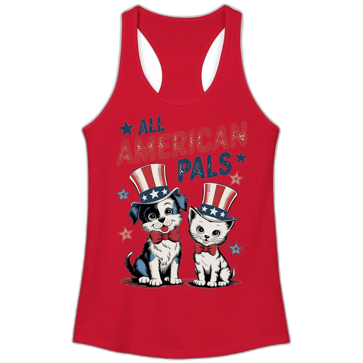All American Pals Ladies Tank in Solid Red