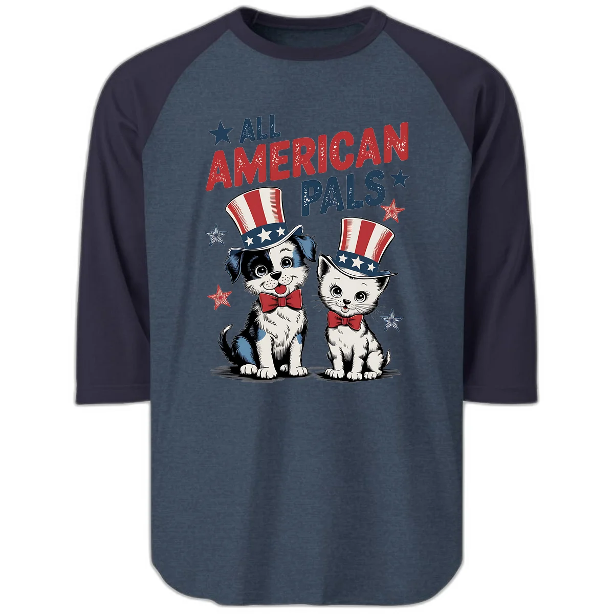 All American Pals Raglan 3/4 in Heather Denim Navy