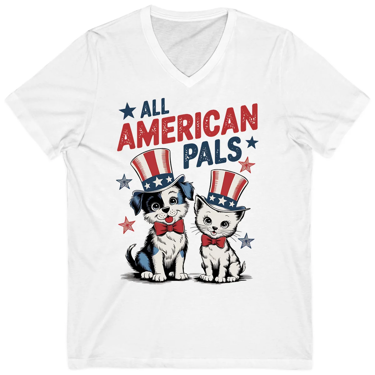All American Pals V-Neck in White