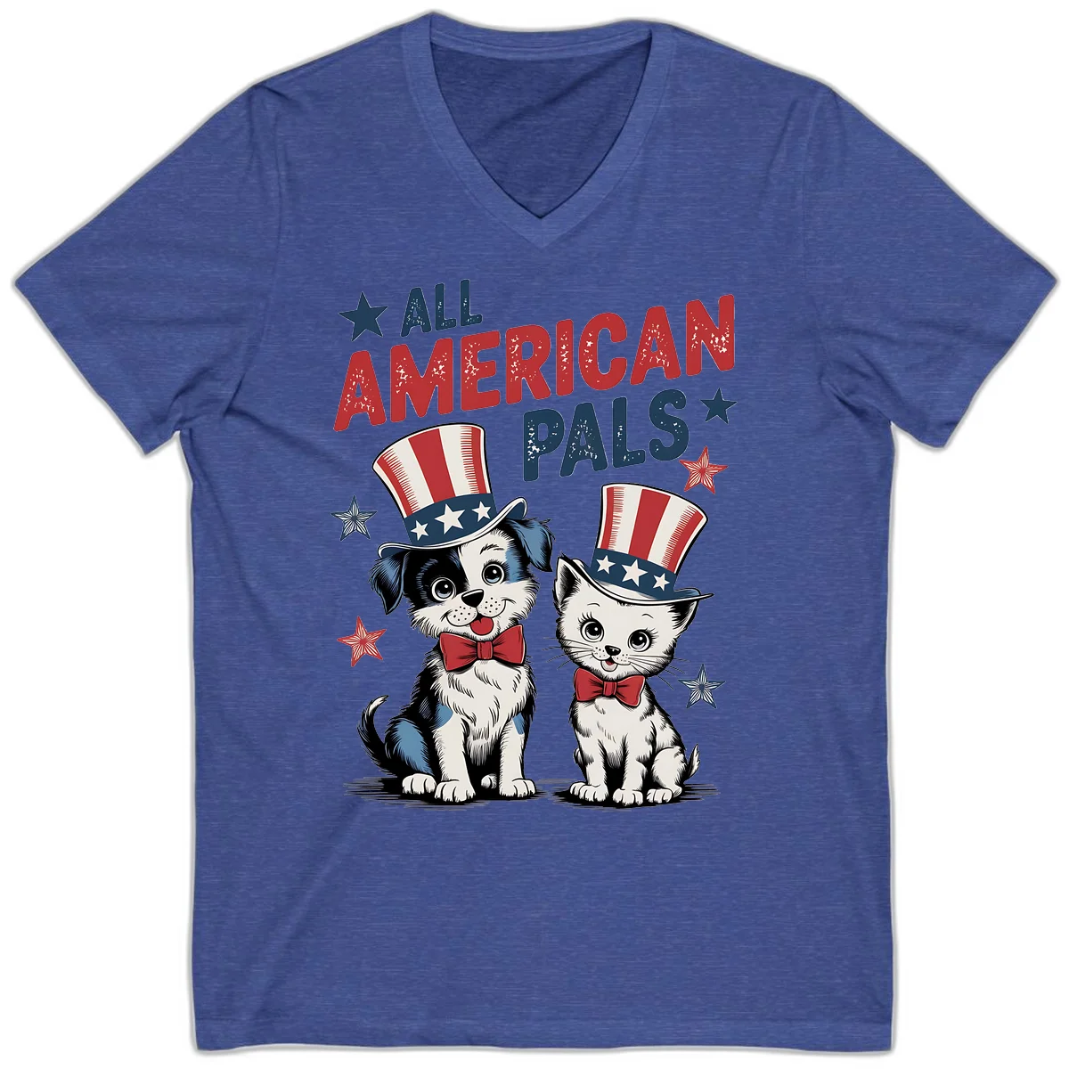 All American Pals V-Neck in Heather True Royal