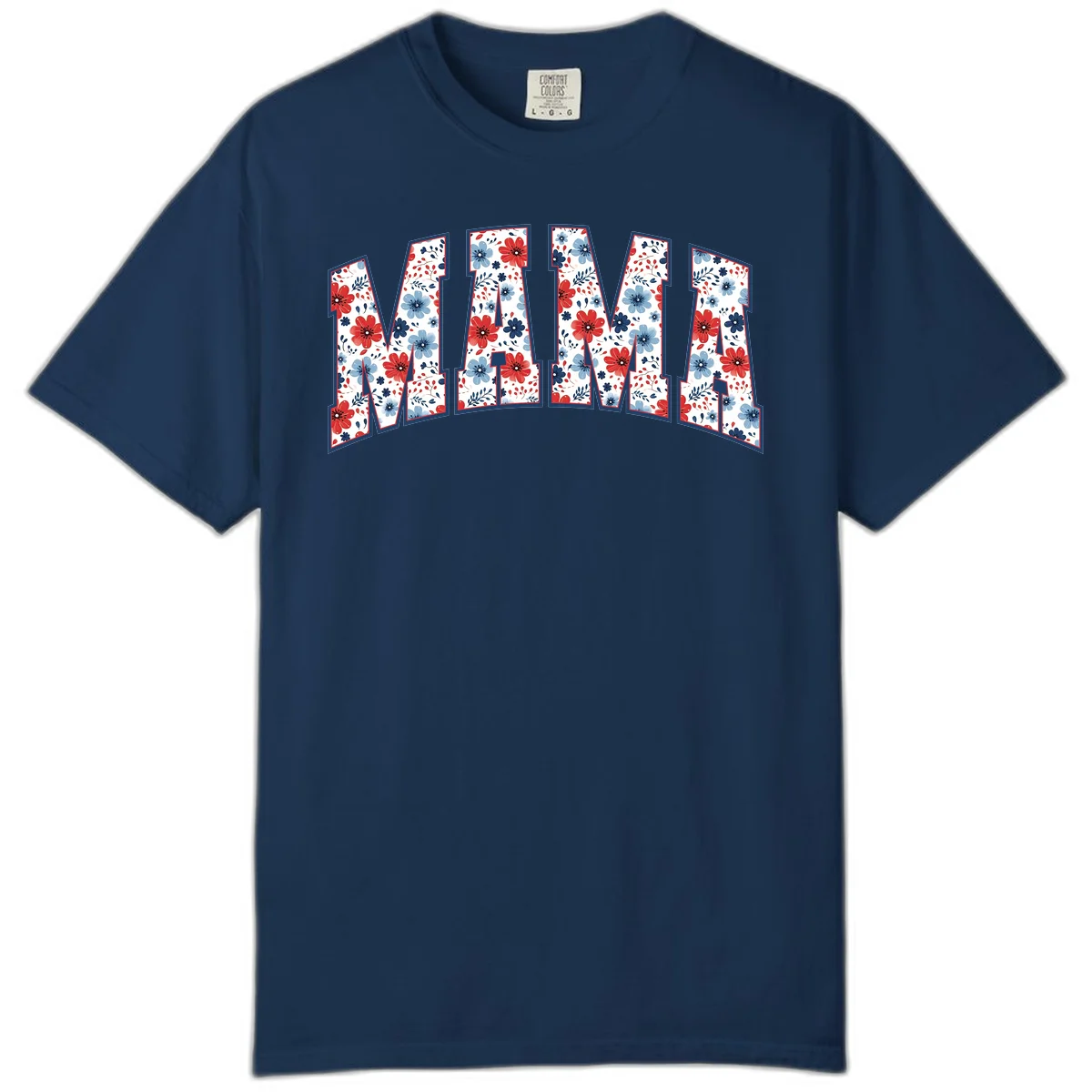 Mama Patriotic Floral Comfort Color in Navy