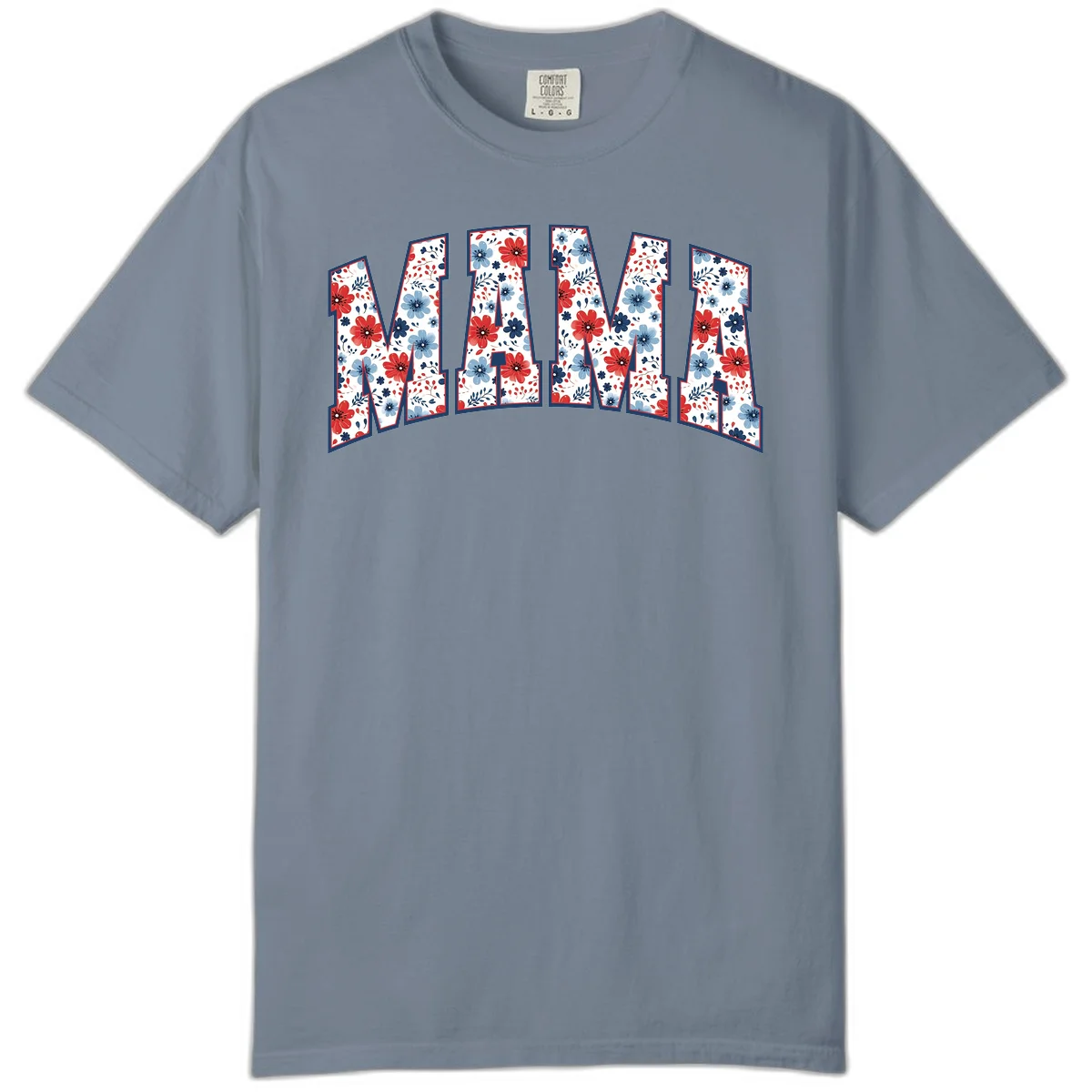 Mama Patriotic Floral Comfort Color in Blue Jean