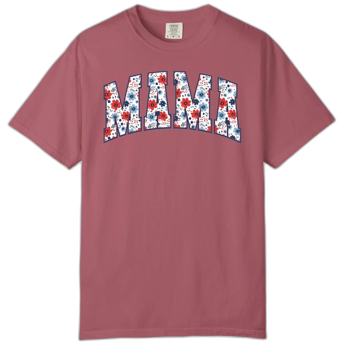 Mama Patriotic Floral Comfort Color in Crimson