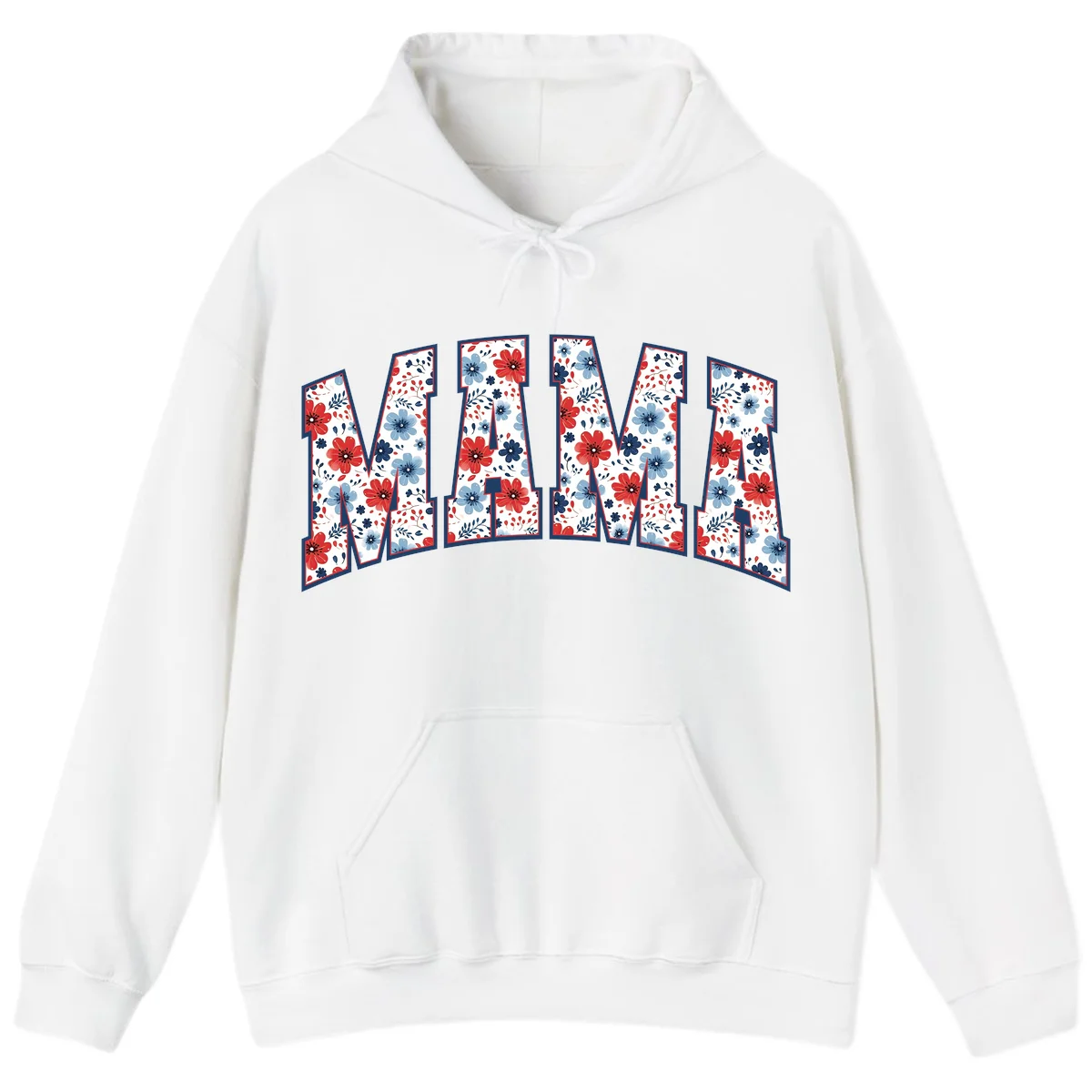 Mama Patriotic Floral Hoodie in White