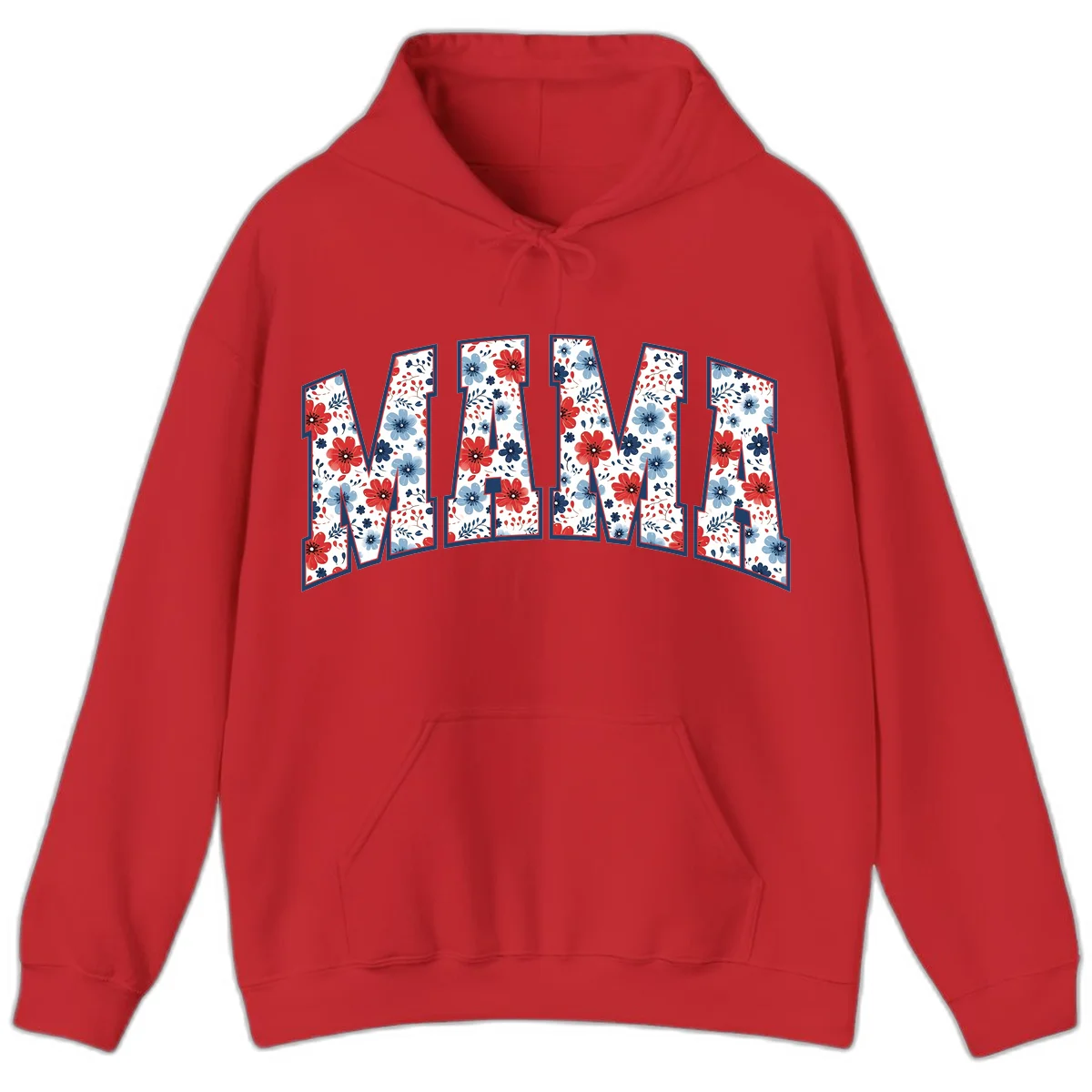 Mama Patriotic Floral Hoodie in Red