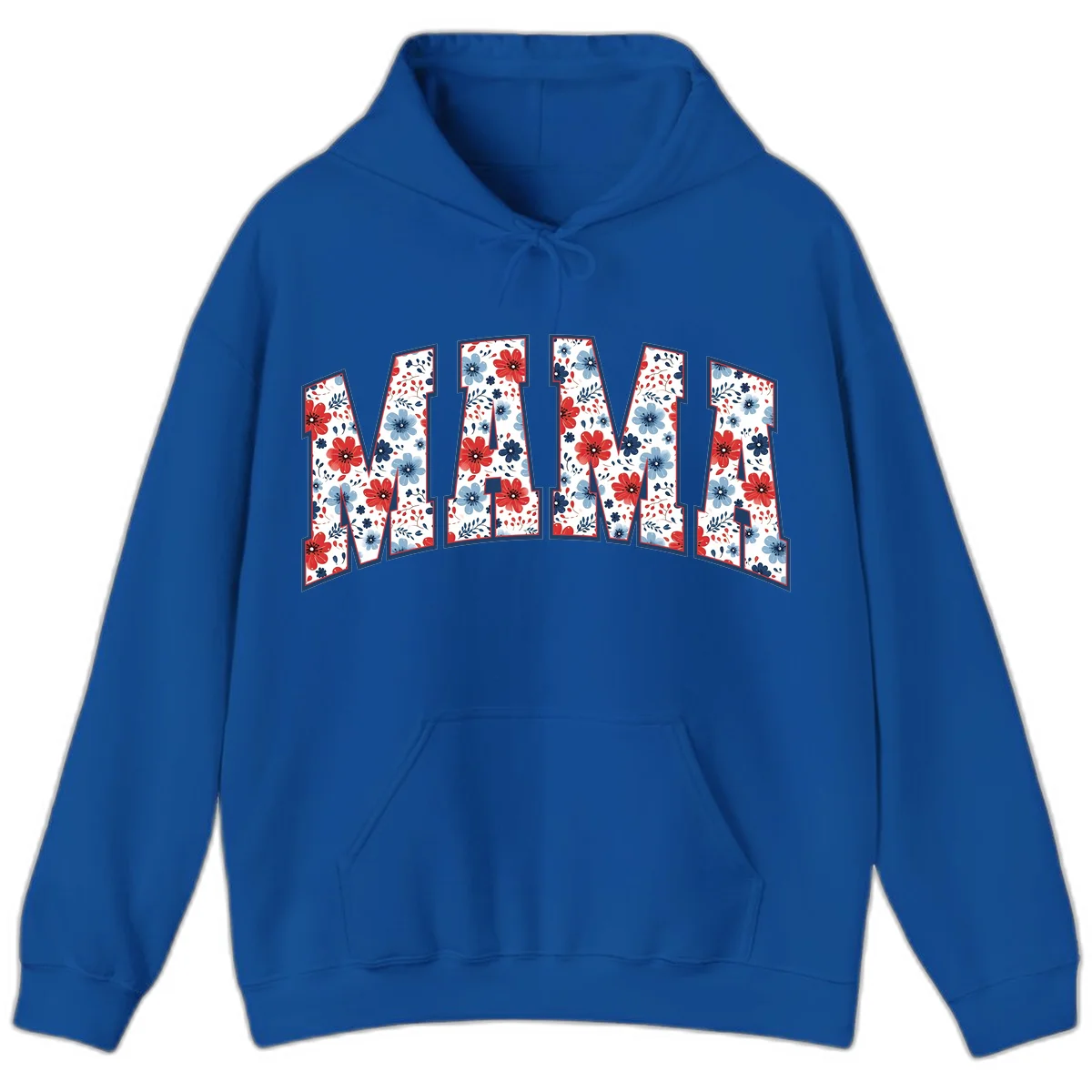 Mama Patriotic Floral Hoodie in Royal