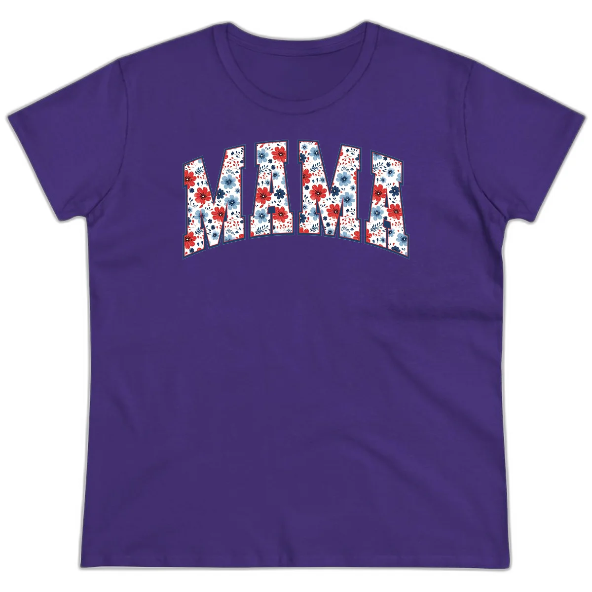 Mama Patriotic Floral Ladies Tee in Purple