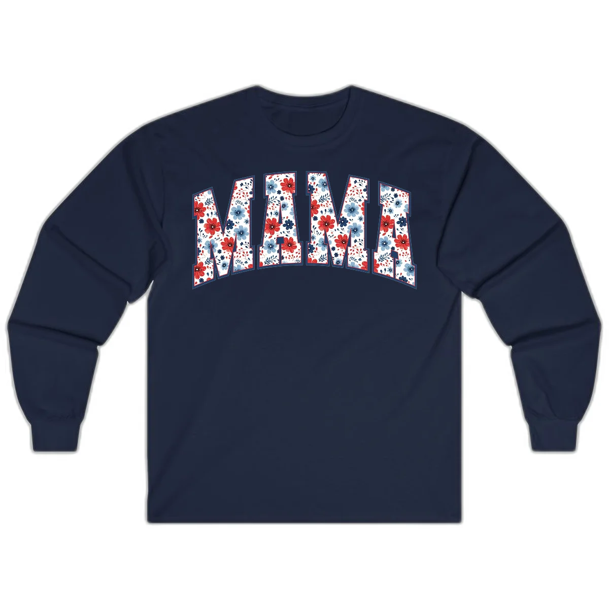 Mama Patriotic Floral Long Sleeve in Navy