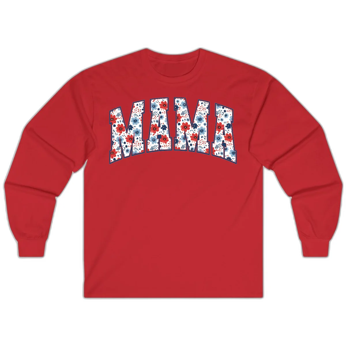 Mama Patriotic Floral Long Sleeve in Red