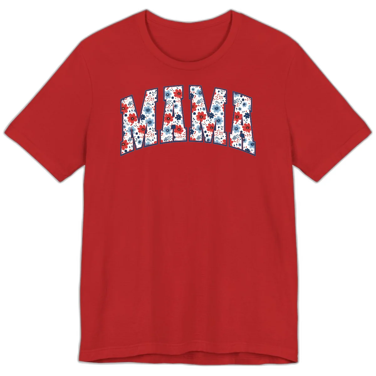 Mama Patriotic Floral Premium T-Shirt in Red
