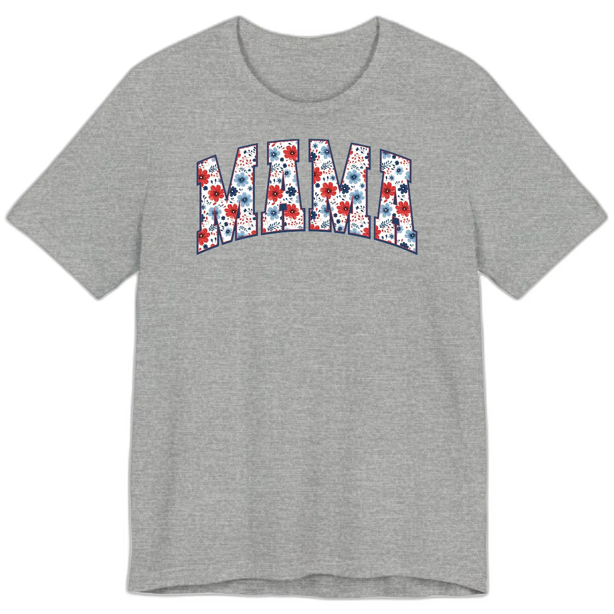 Mama Patriotic Floral Premium T-Shirt in Athletic Heather