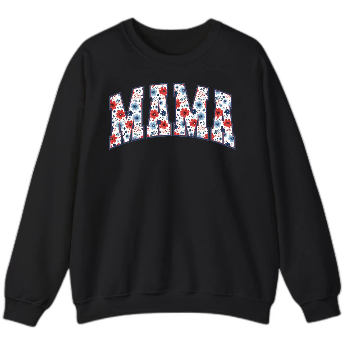 Mama Patriotic Floral Sweatshirt in Black