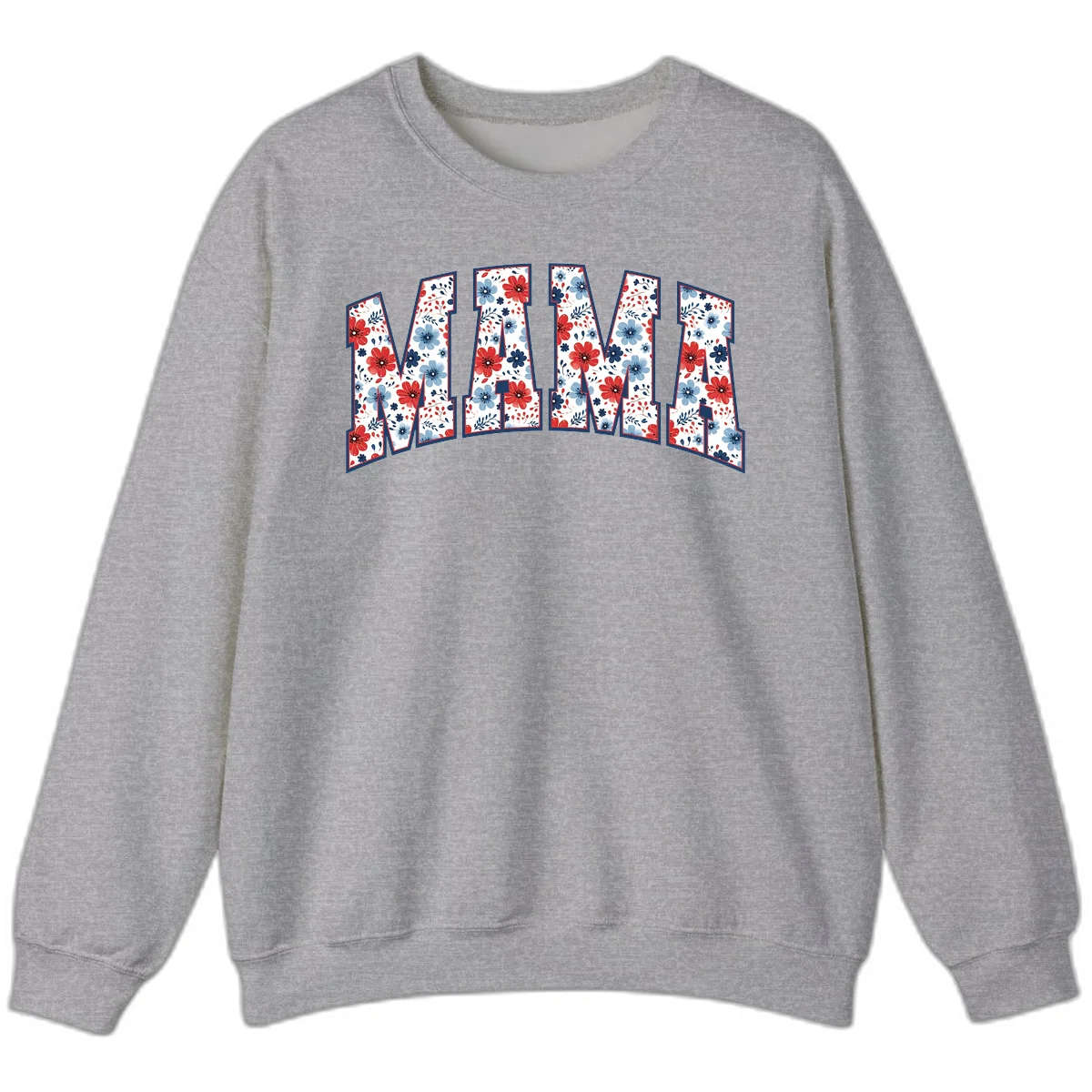 Mama Patriotic Floral Sweatshirt in Sport Grey