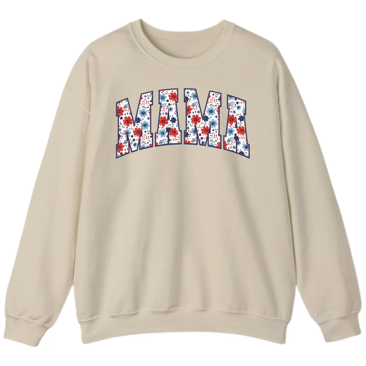 Mama Patriotic Floral Sweatshirt in Sand