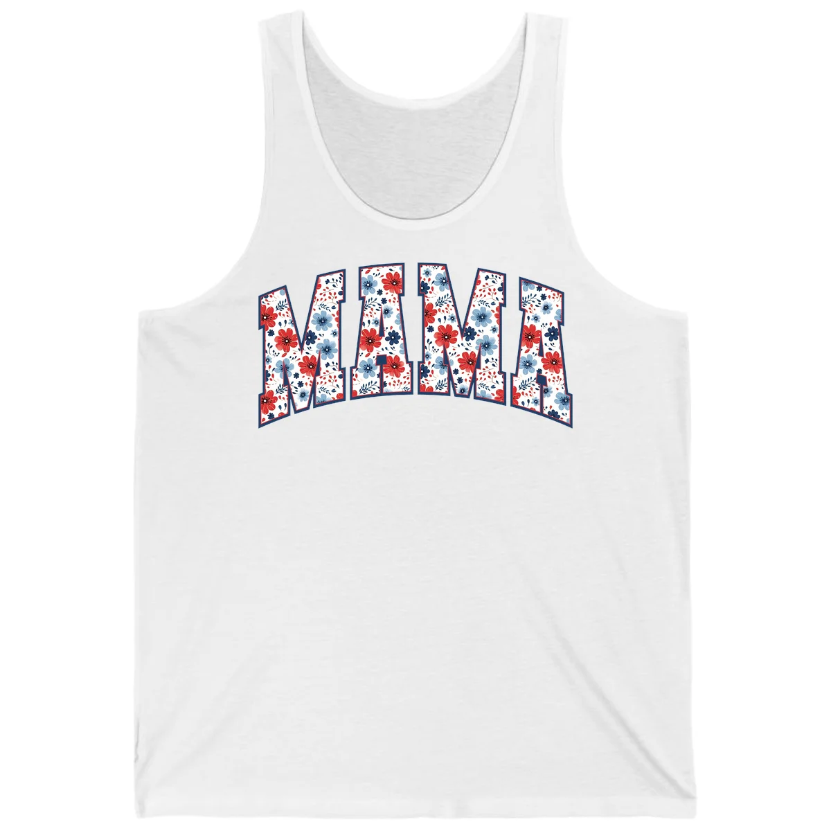 Mama Patriotic Floral Tank in White