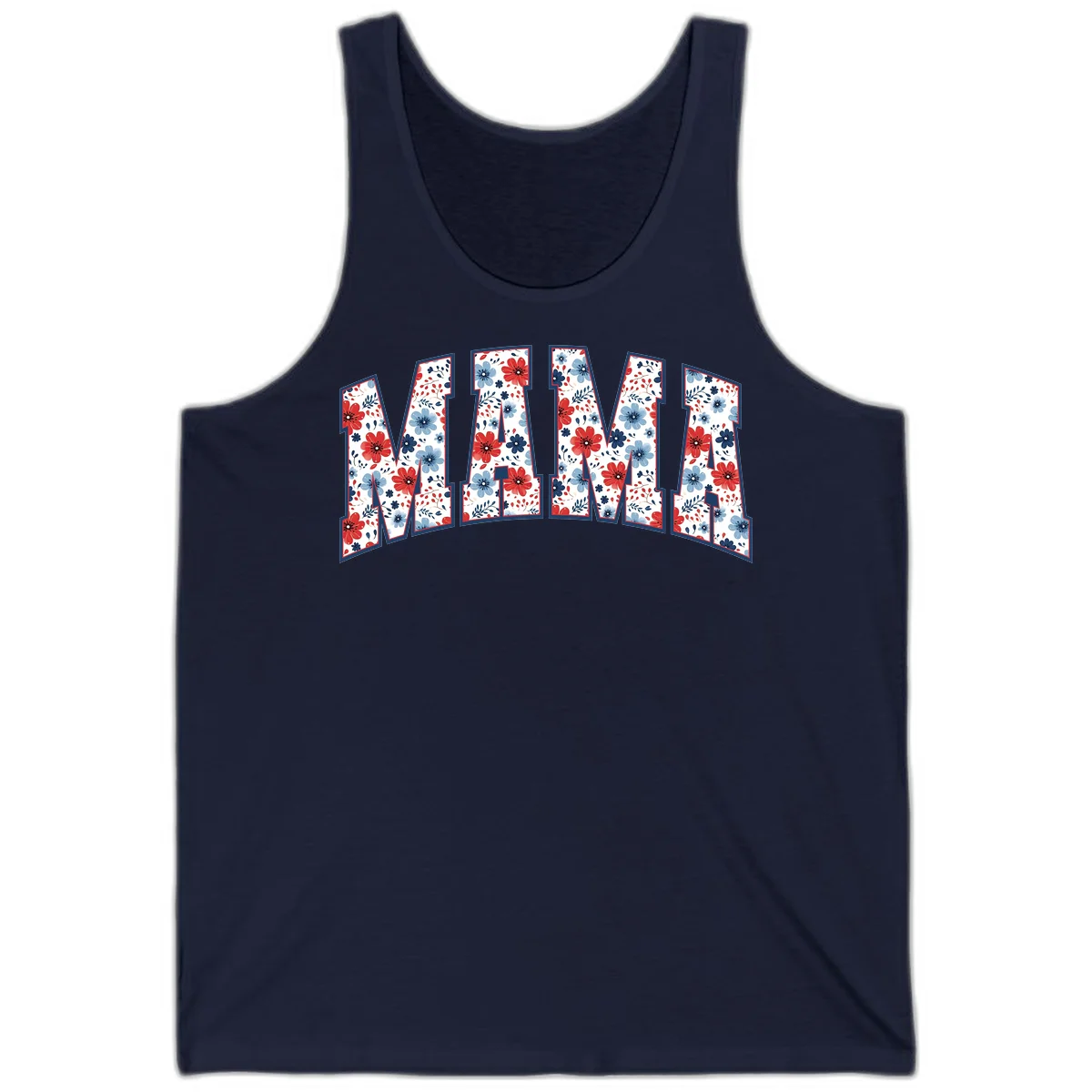 Mama Patriotic Floral Tank in Navy