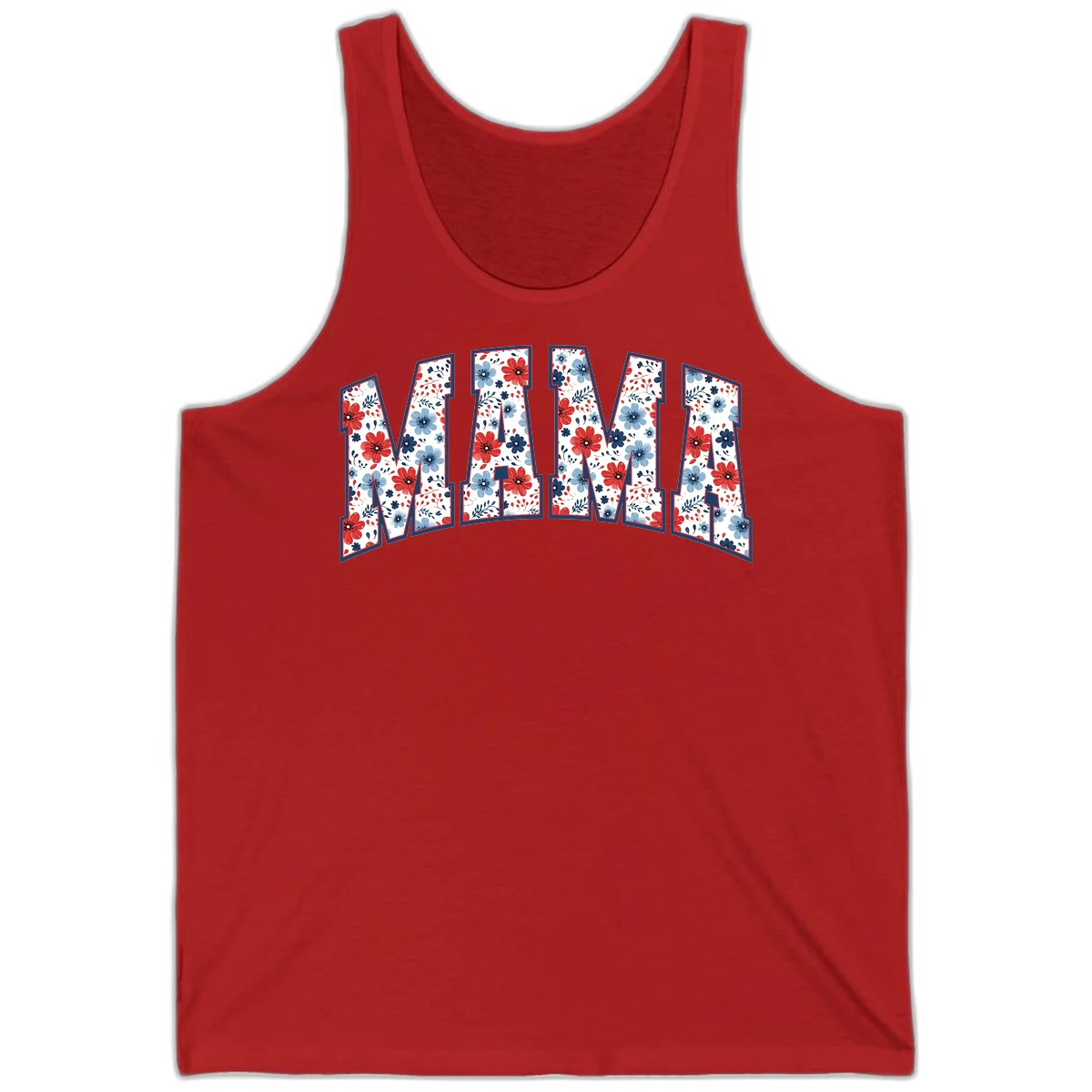 Mama Patriotic Floral Tank in Red