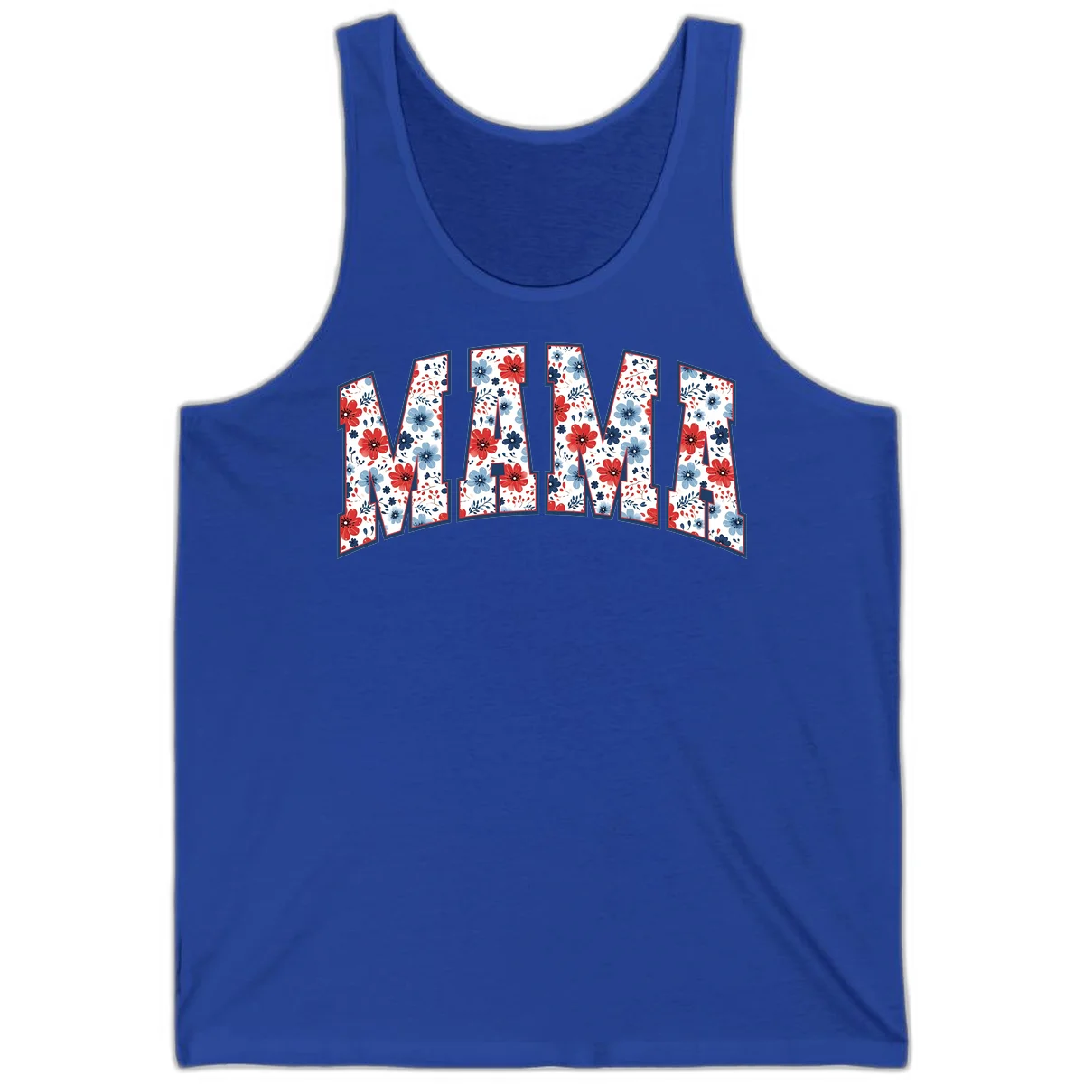 Mama Patriotic Floral Tank in True Royal