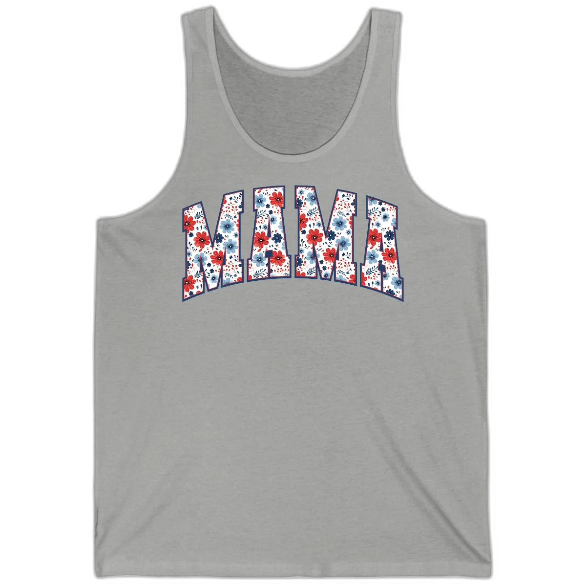 Mama Patriotic Floral Tank in Athletic Heather
