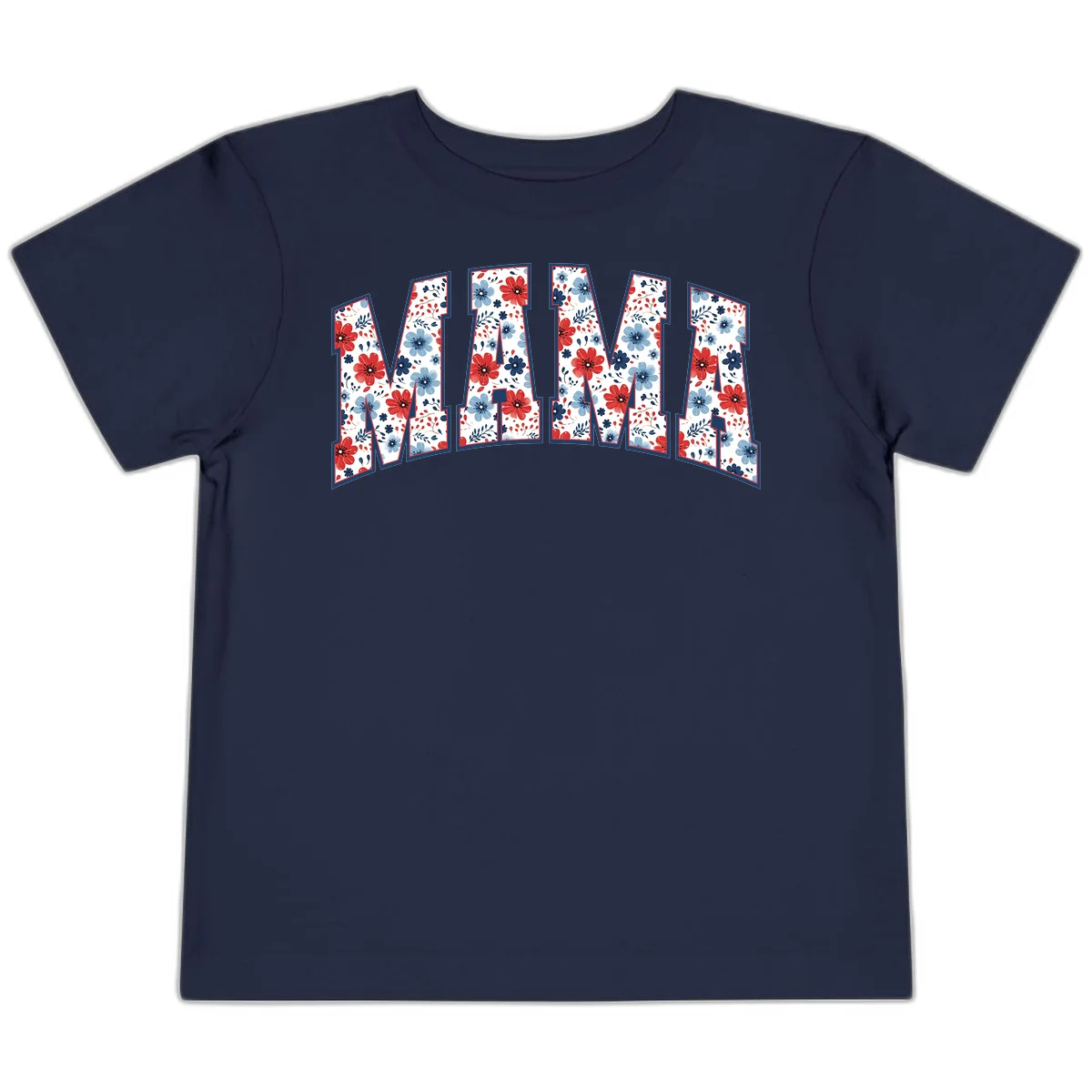 Mama Patriotic Floral Toddler T-Shirt in Navy