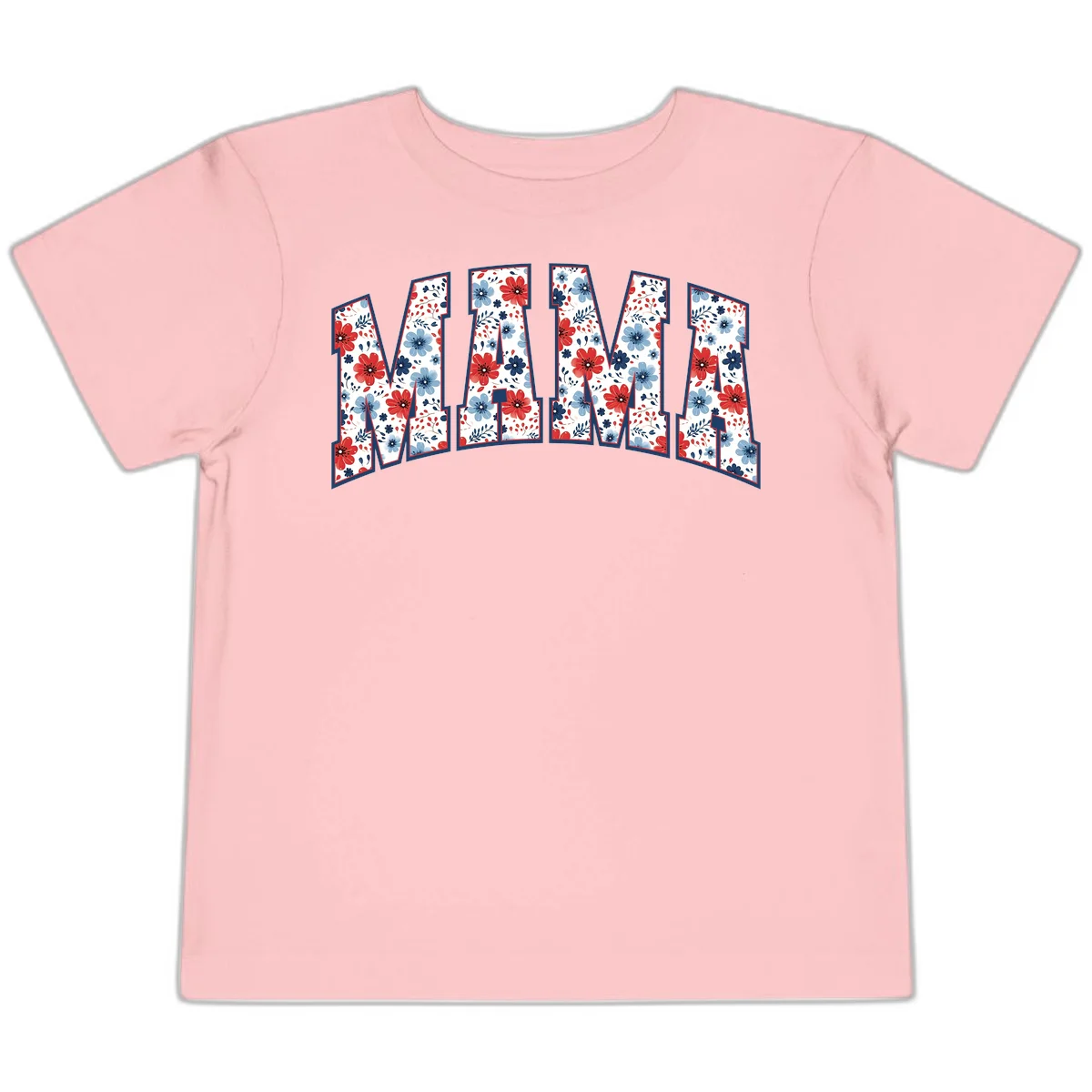 Mama Patriotic Floral Toddler T-Shirt in Pink