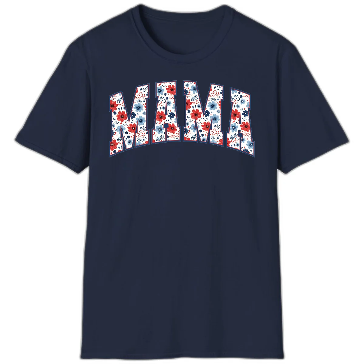 Mama Patriotic Floral T-Shirt in Navy