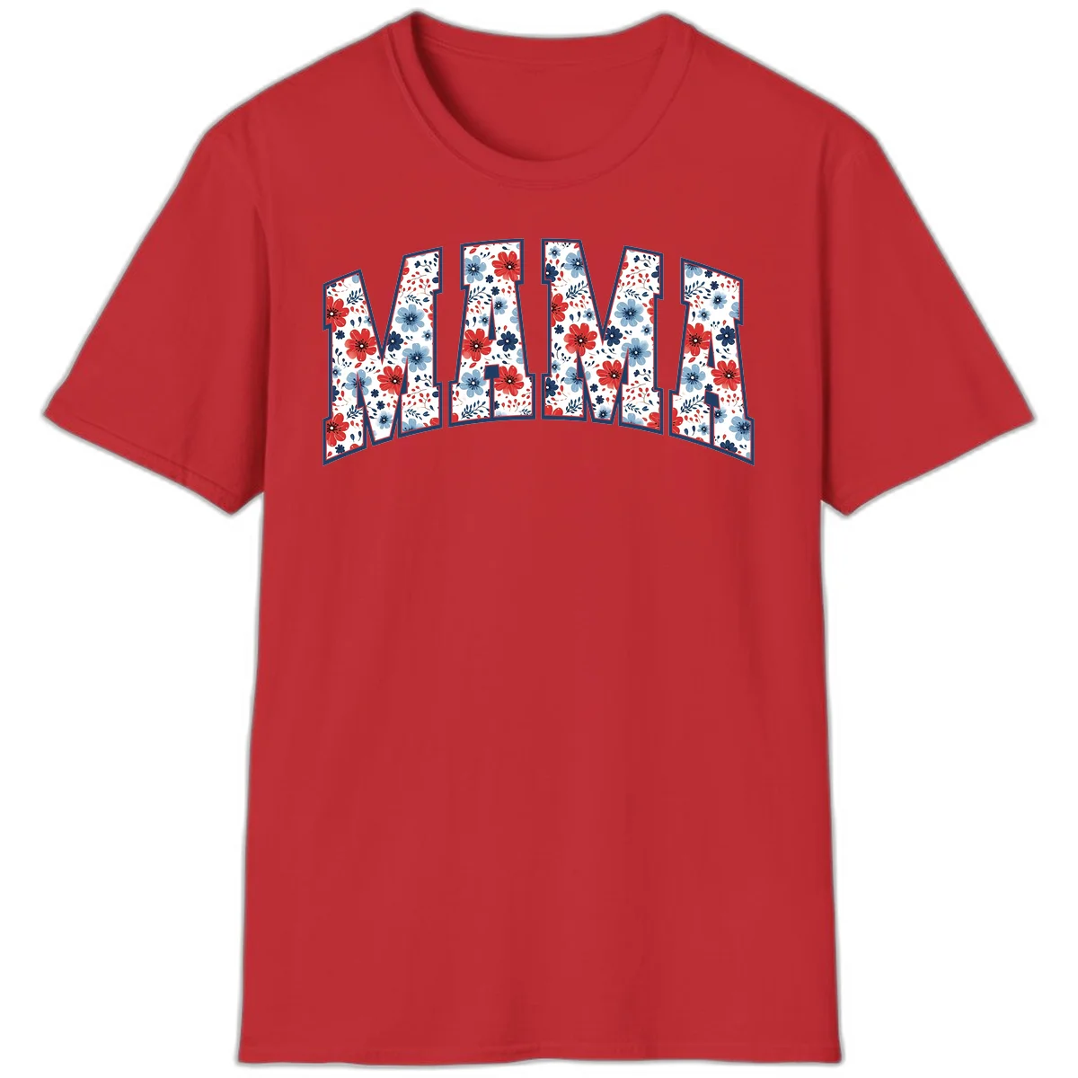 Mama Patriotic Floral T-Shirt in Red