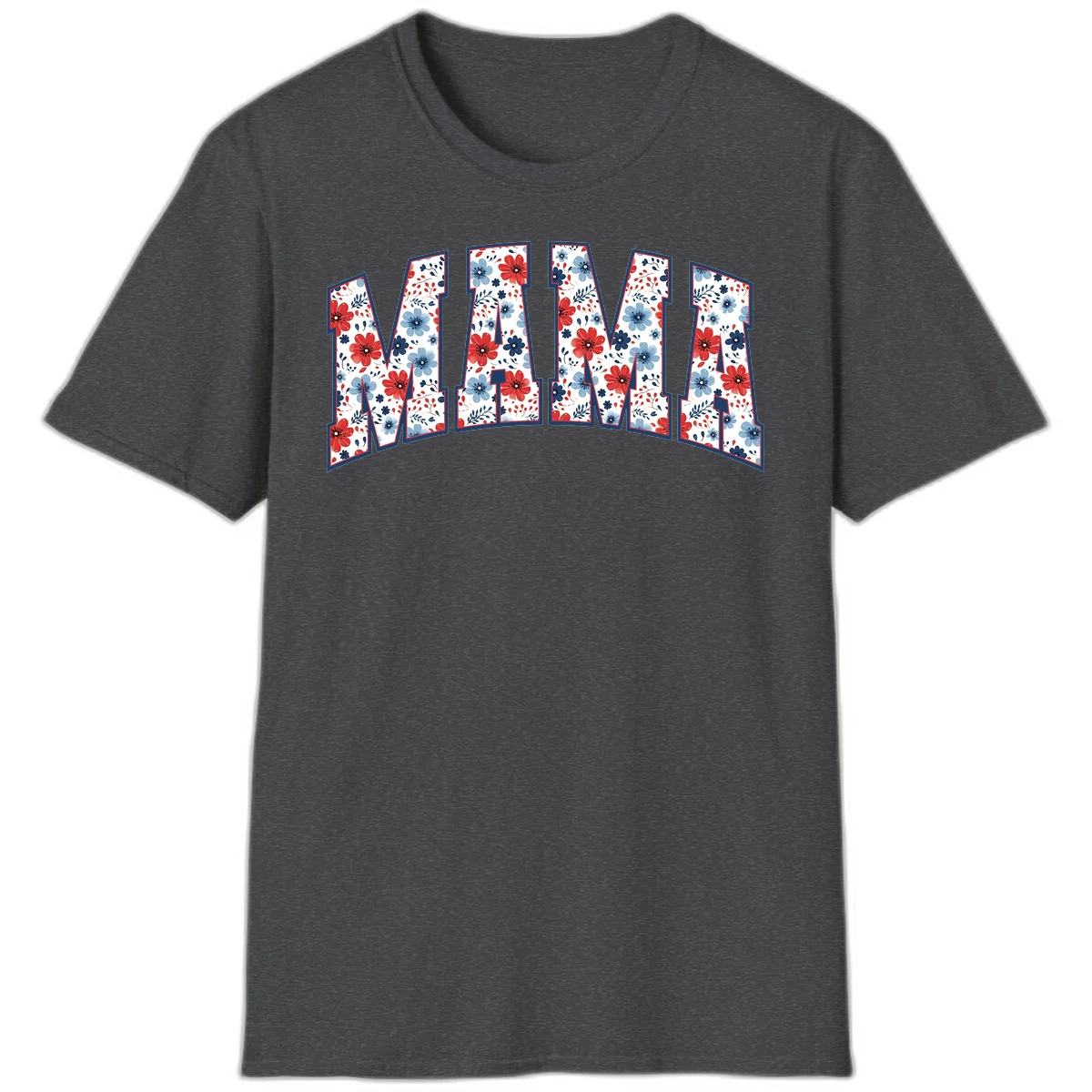 Mama Patriotic Floral T-Shirt in Dark Heather