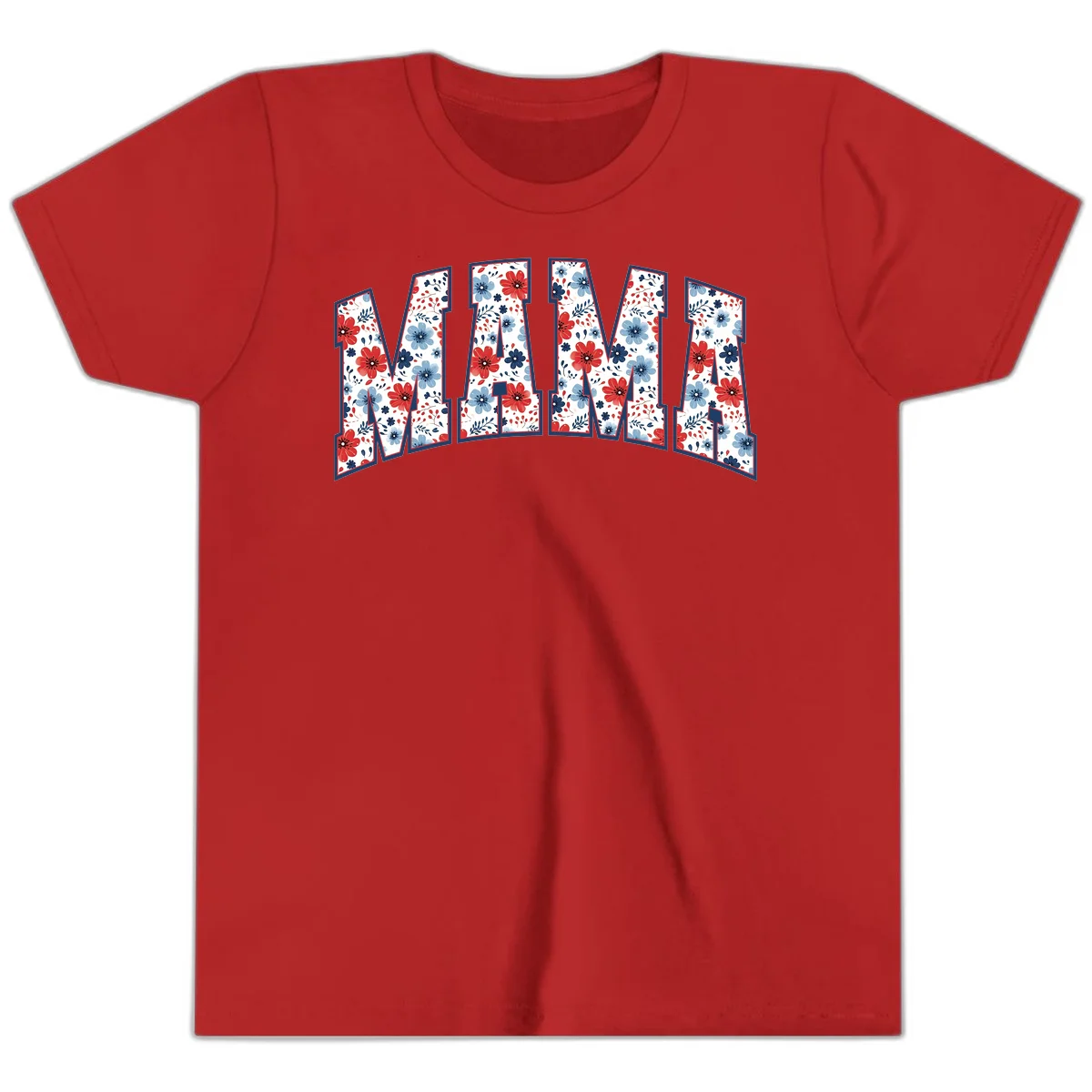 Mama Patriotic Floral Youth T-Shirt in Red
