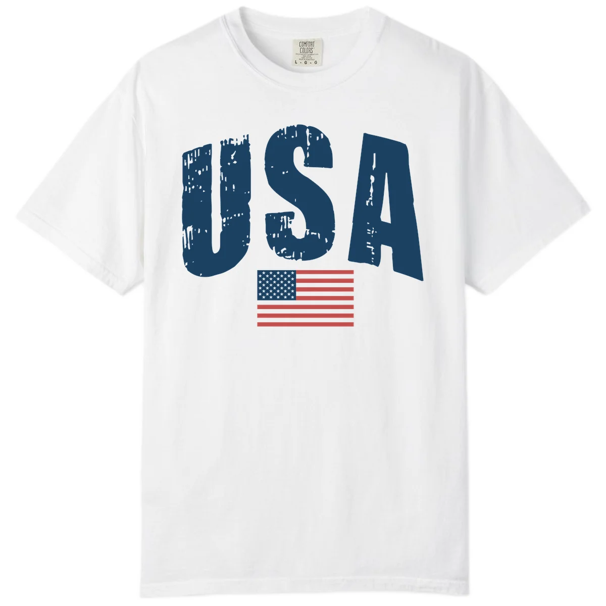 USA Patriotic Flag Distressed Comfort Color in White