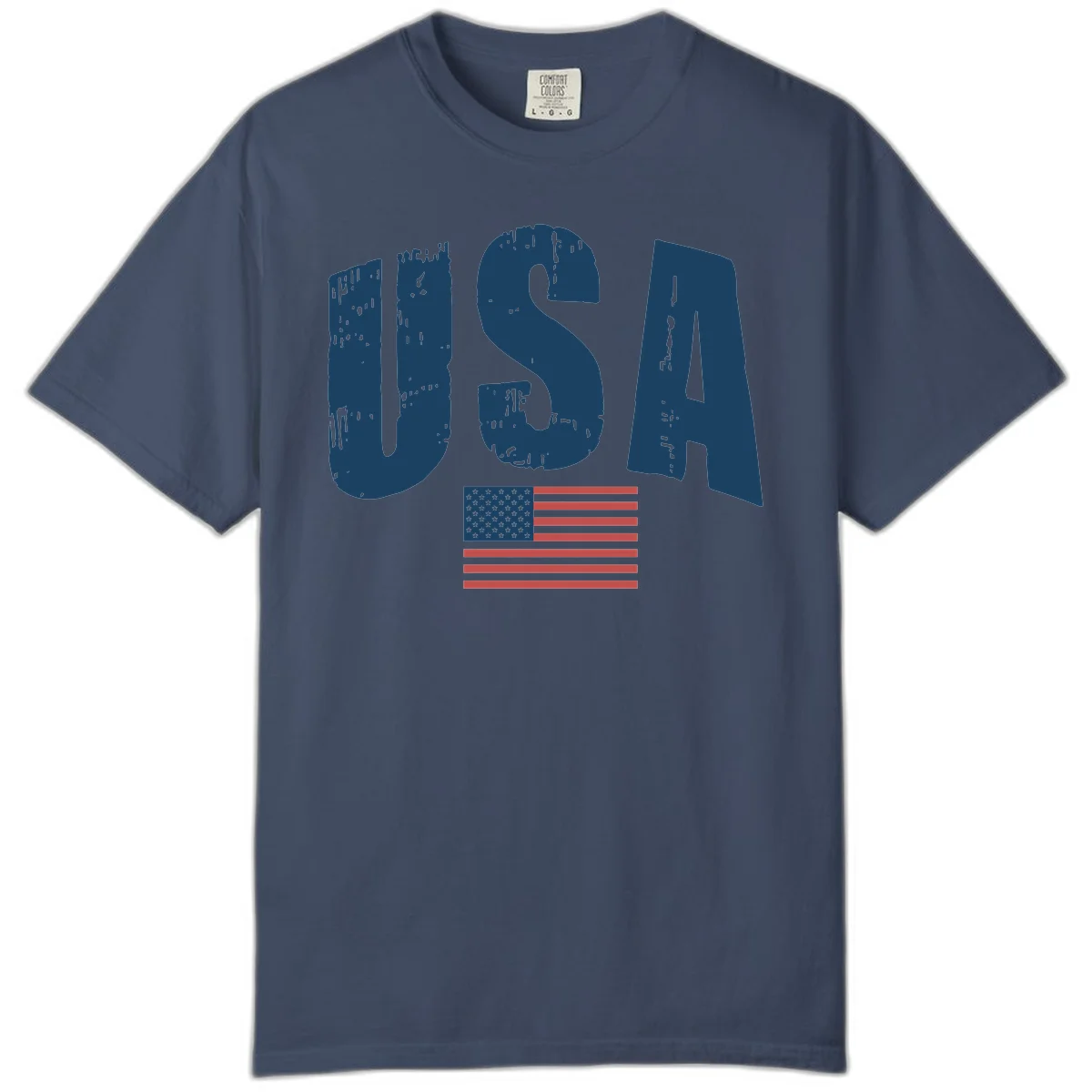 USA Patriotic Flag Distressed Comfort Color in Midnight
