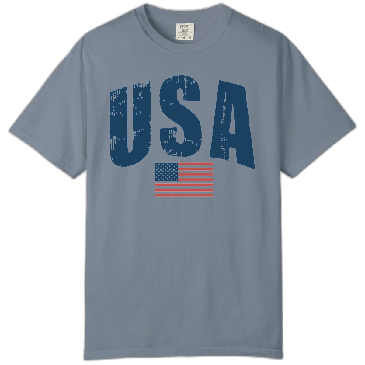 USA Patriotic Flag Distressed Comfort Color in Blue Jean