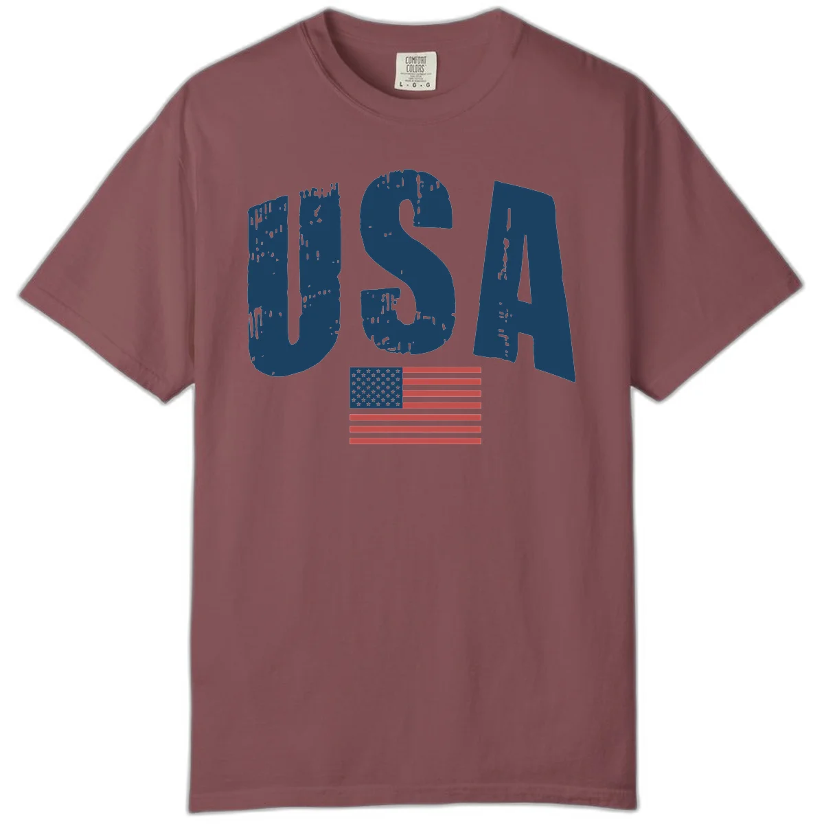 USA Patriotic Flag Distressed Comfort Color in Brick