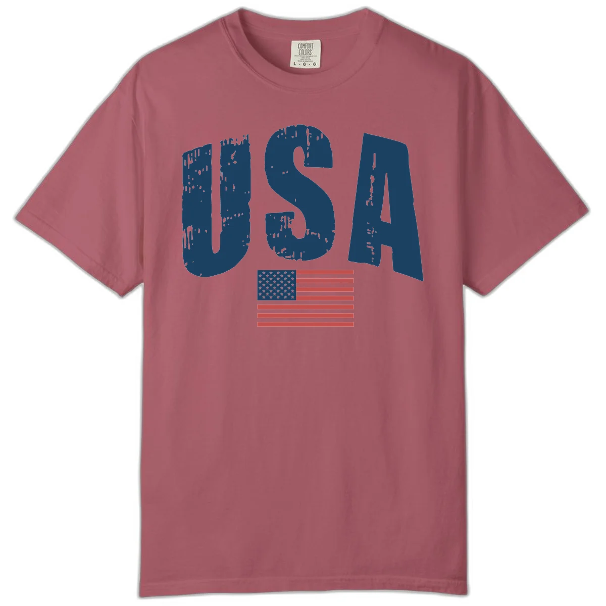 USA Patriotic Flag Distressed Comfort Color in Crimson