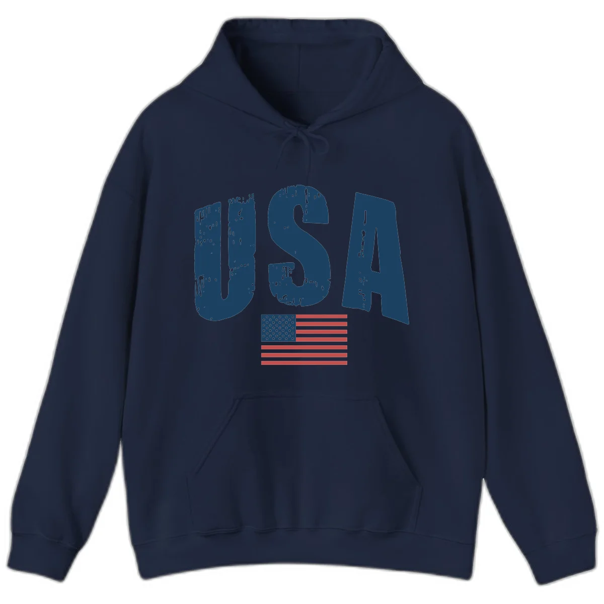 USA Patriotic Flag Distressed Hoodie in Navy