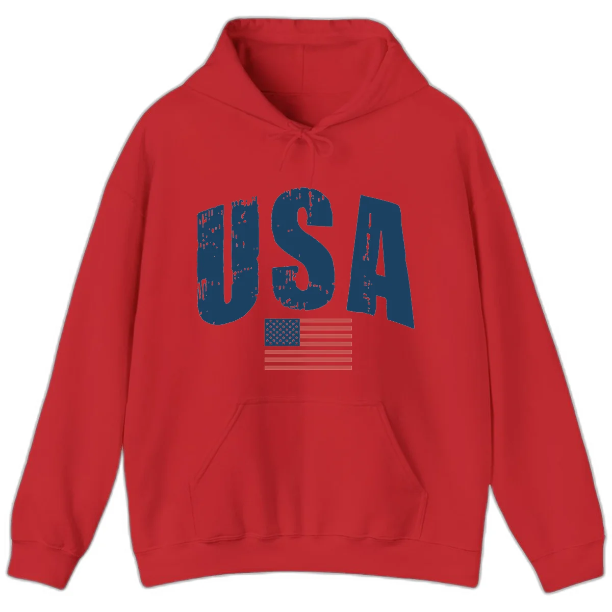 USA Patriotic Flag Distressed Hoodie in Red