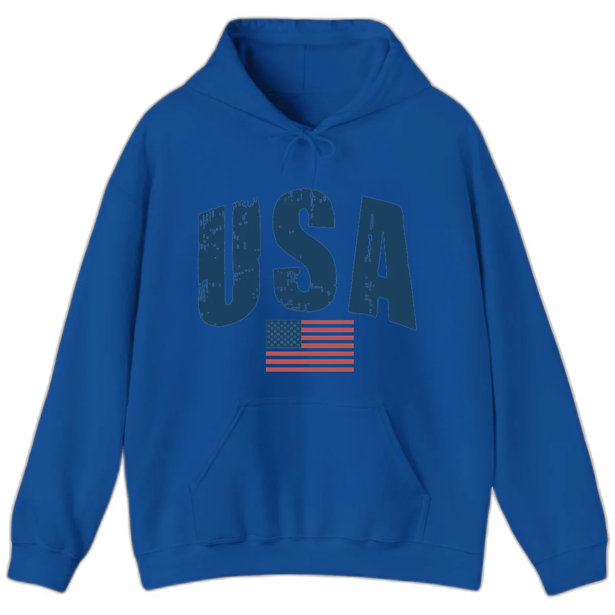 USA Patriotic Flag Distressed Hoodie in Royal
