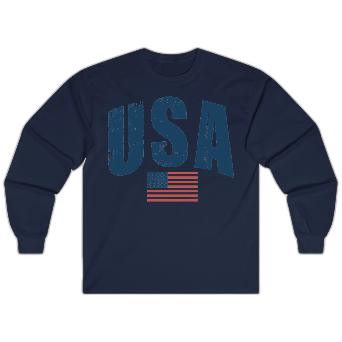 USA Patriotic Flag Distressed Long Sleeve in Navy
