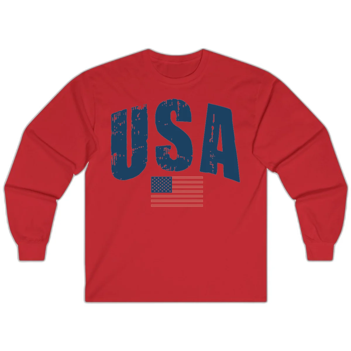 USA Patriotic Flag Distressed Long Sleeve in Red