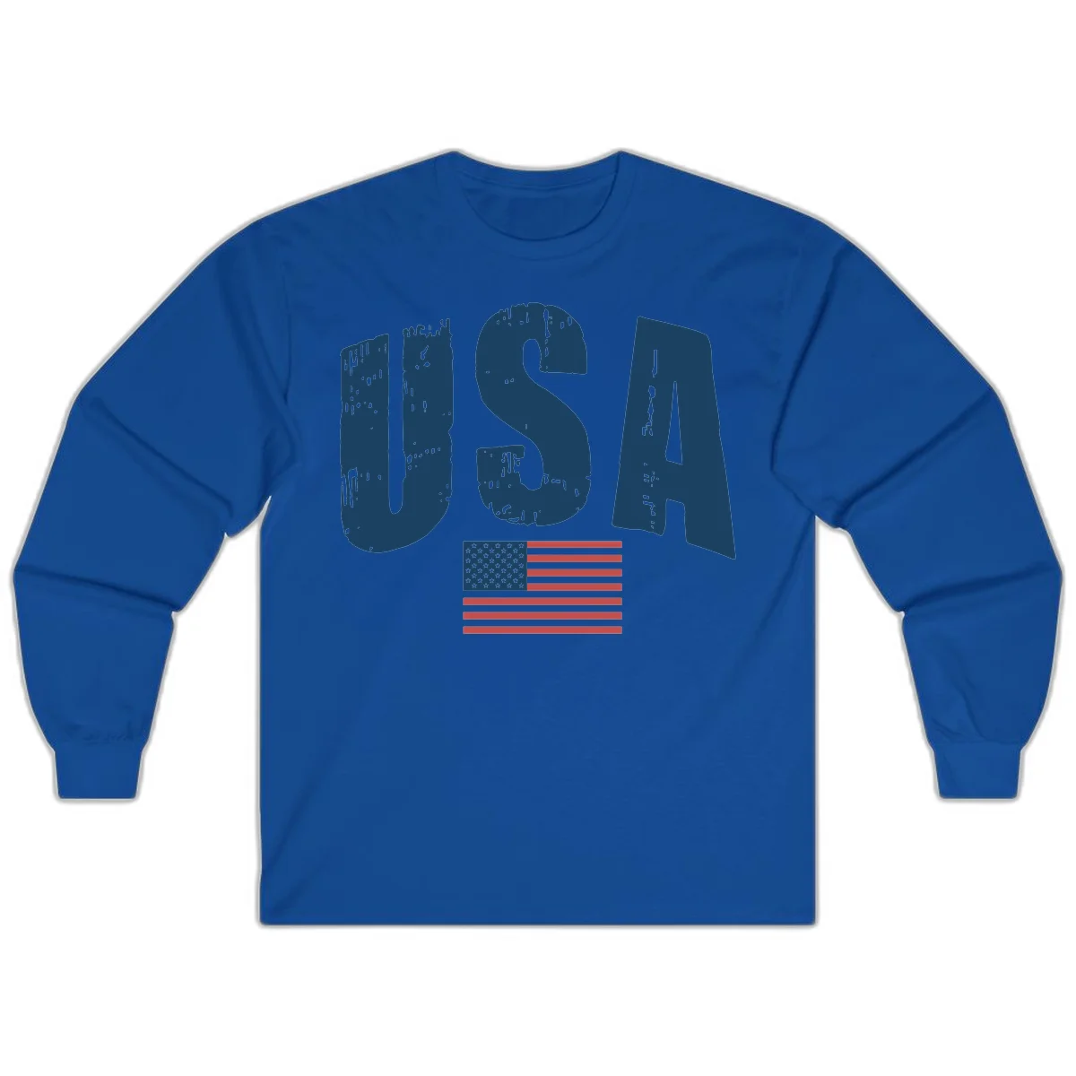 USA Patriotic Flag Distressed Long Sleeve in Royal