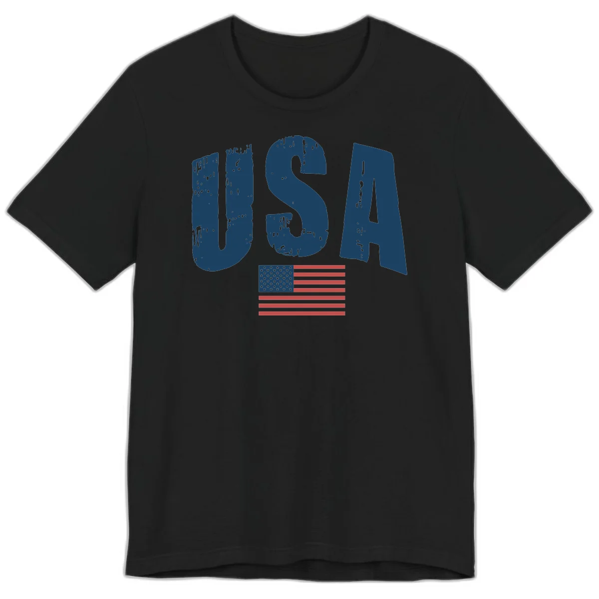 USA Patriotic Flag Distressed Premium T-Shirt in Black