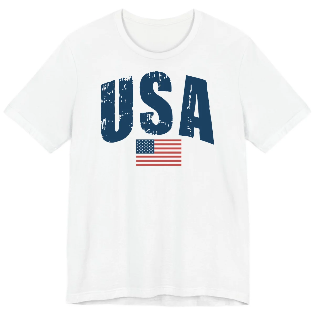 USA Patriotic Flag Distressed Premium T-Shirt in White