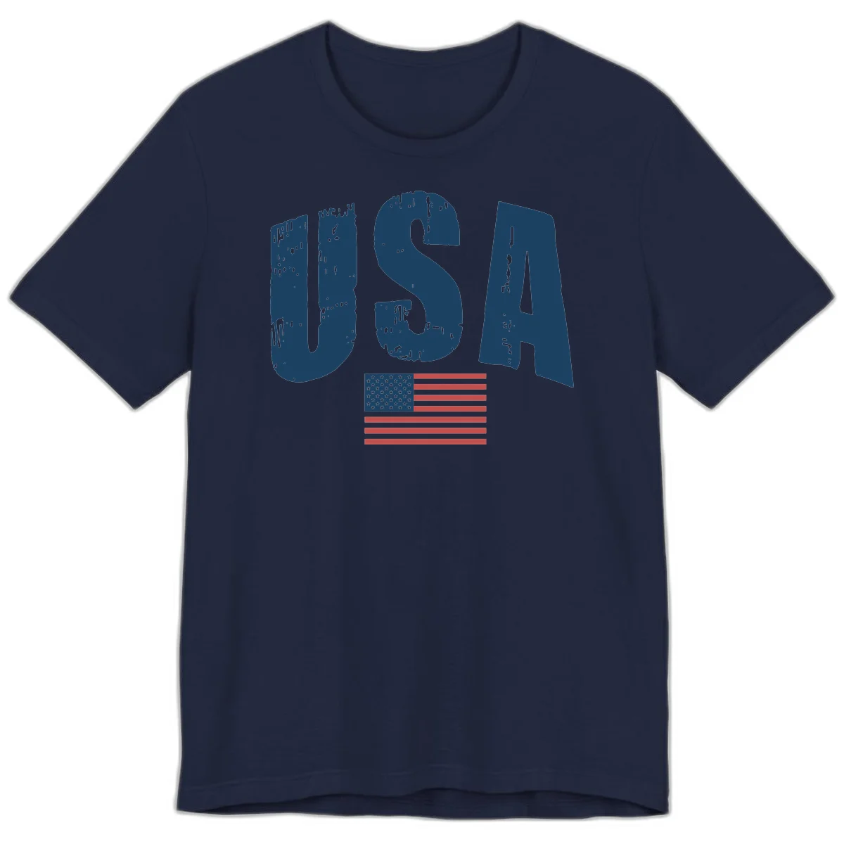 USA Patriotic Flag Distressed Premium T-Shirt in Navy