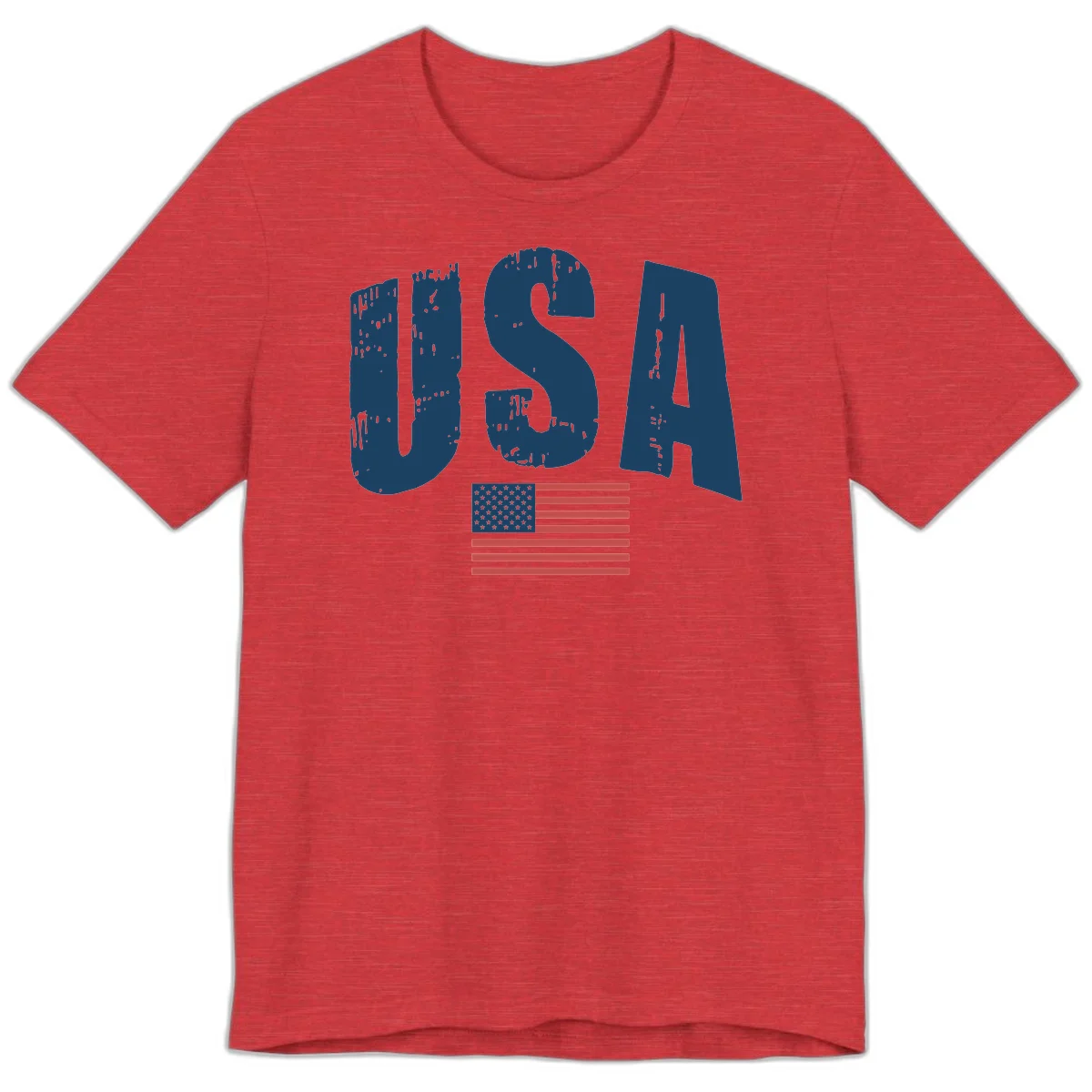 USA Patriotic Flag Distressed Premium T-Shirt in Heather Red