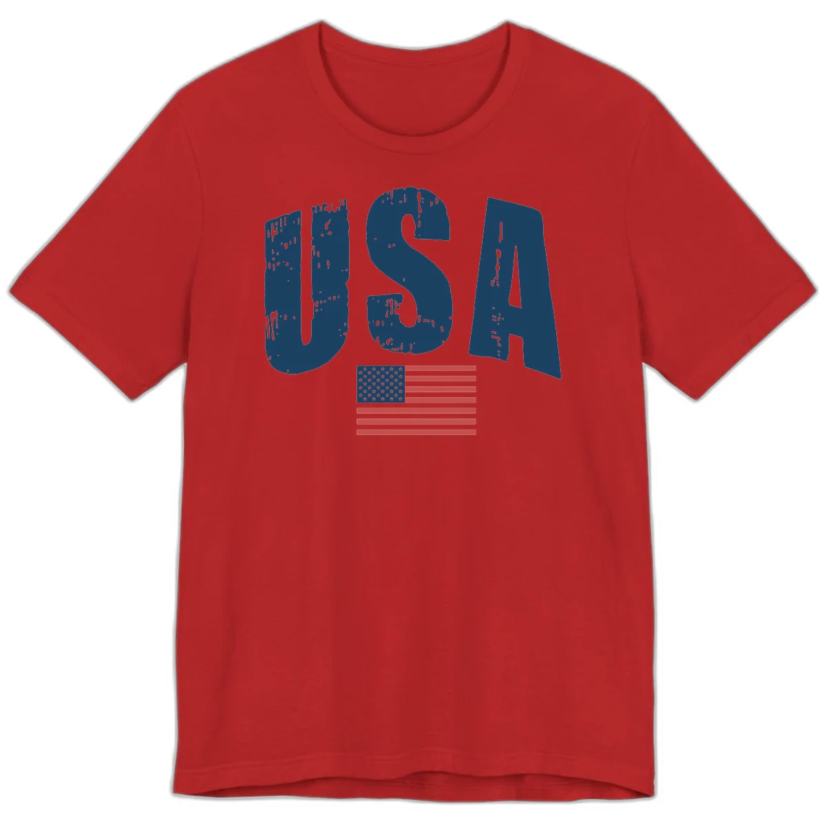 USA Patriotic Flag Distressed Premium T-Shirt in Red