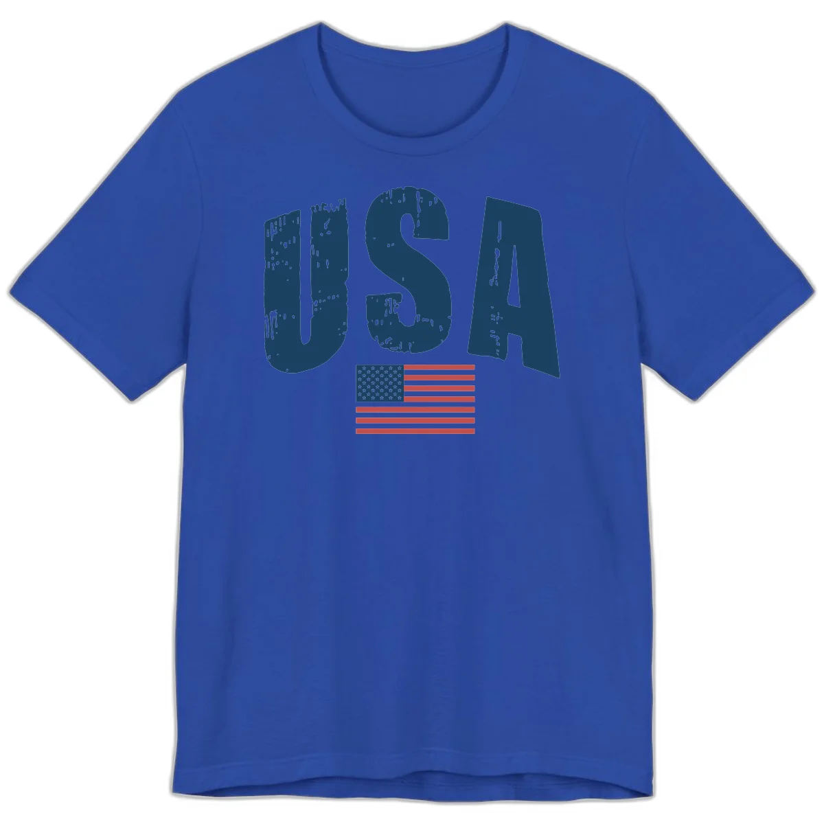USA Patriotic Flag Distressed Premium T-Shirt in True Royal