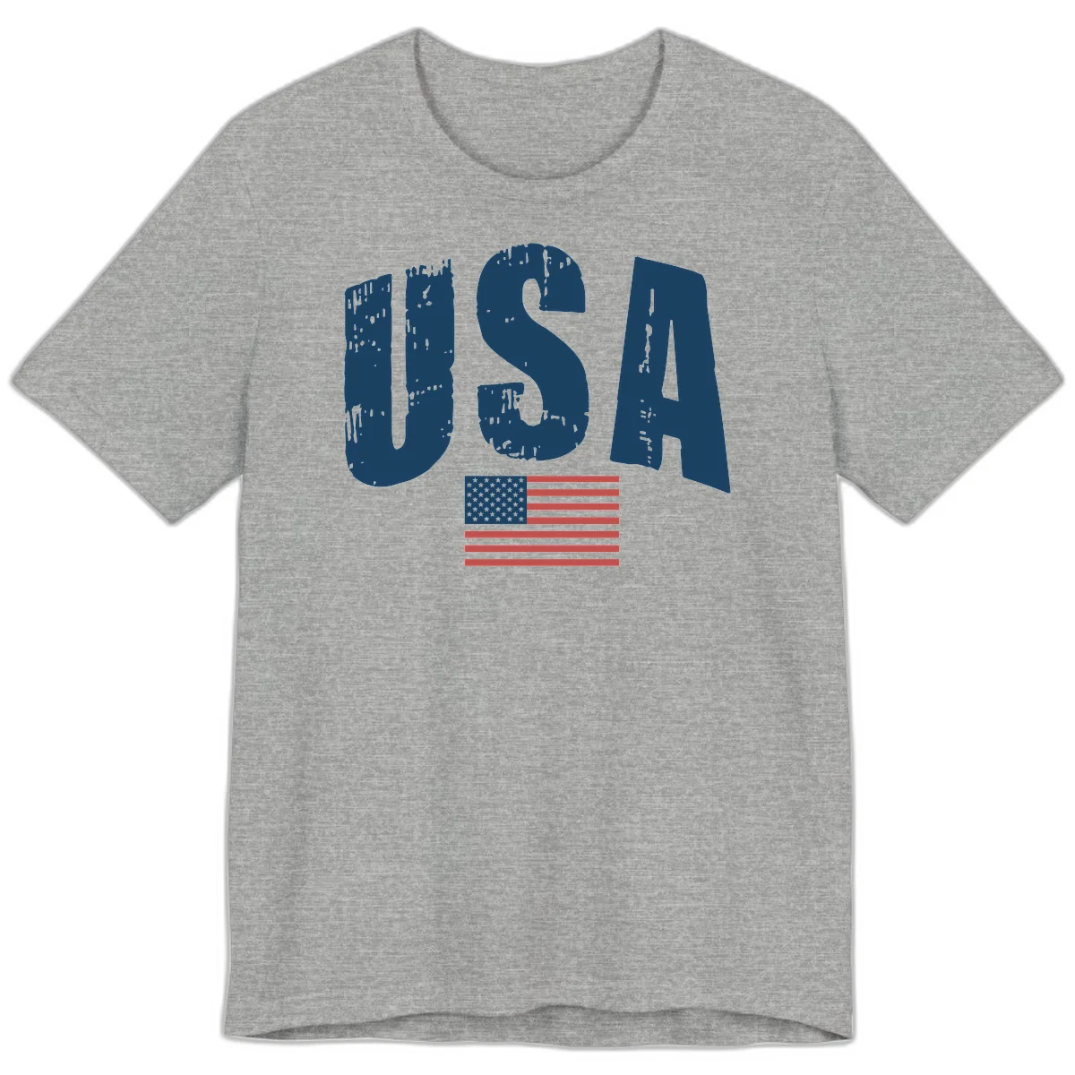 USA Patriotic Flag Distressed Premium T-Shirt in Athletic Heather