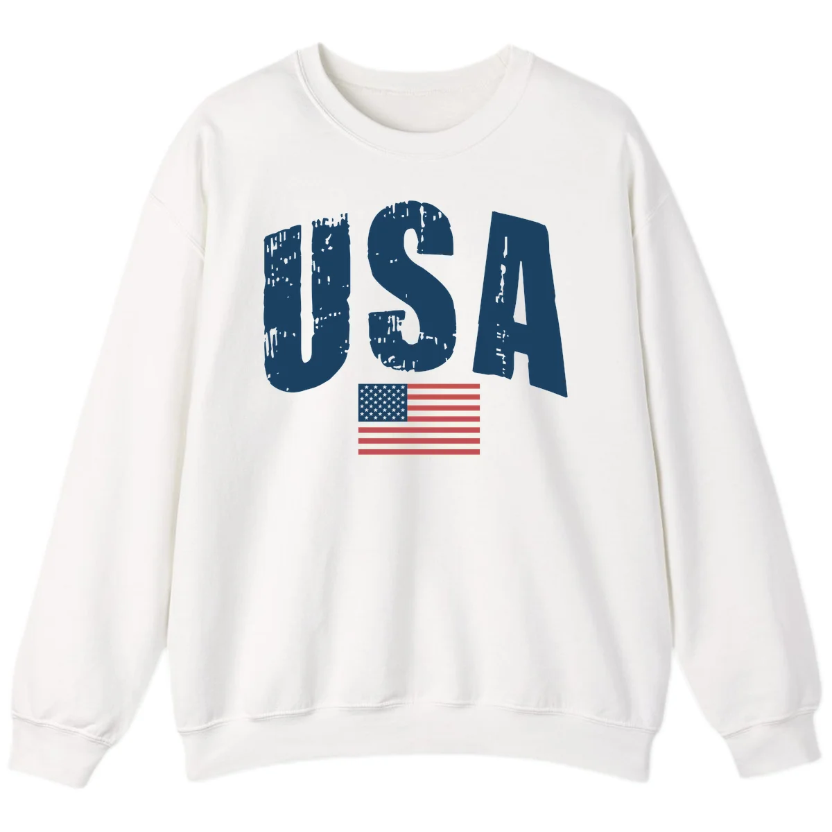 USA Patriotic Flag Distressed Sweatshirt in White