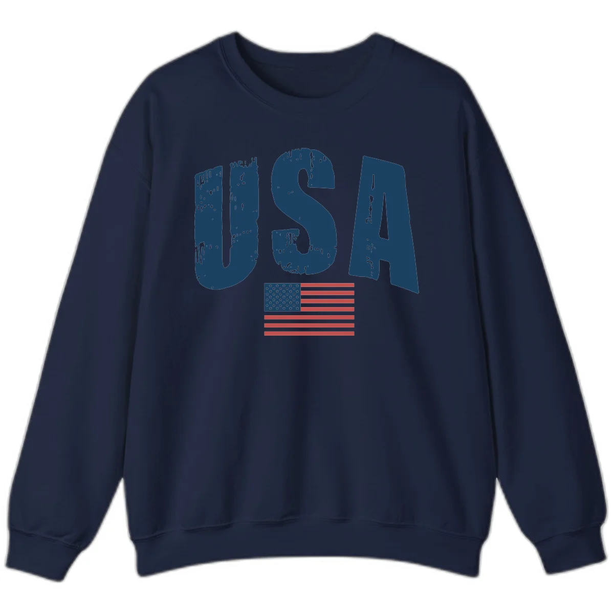 USA Patriotic Flag Distressed Sweatshirt in Navy